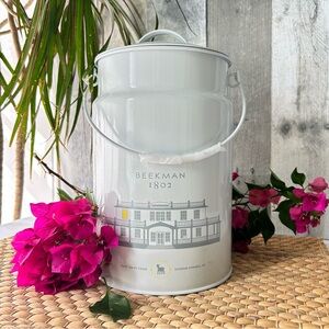 🌴Beekman 1802 White Decorative Canister/Pail/Tin with Lid | Farmhouse Style